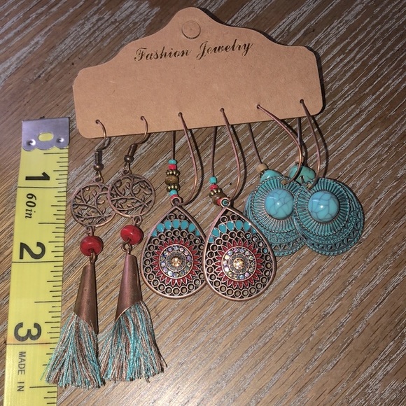 EMERY ROSE 3 Pair Bohemian WaterDrop Earrings - Picture 7 of 9